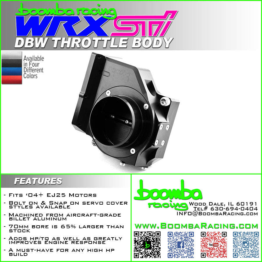 Boomba STI 75mm DBW Throttle Body - Bolt On