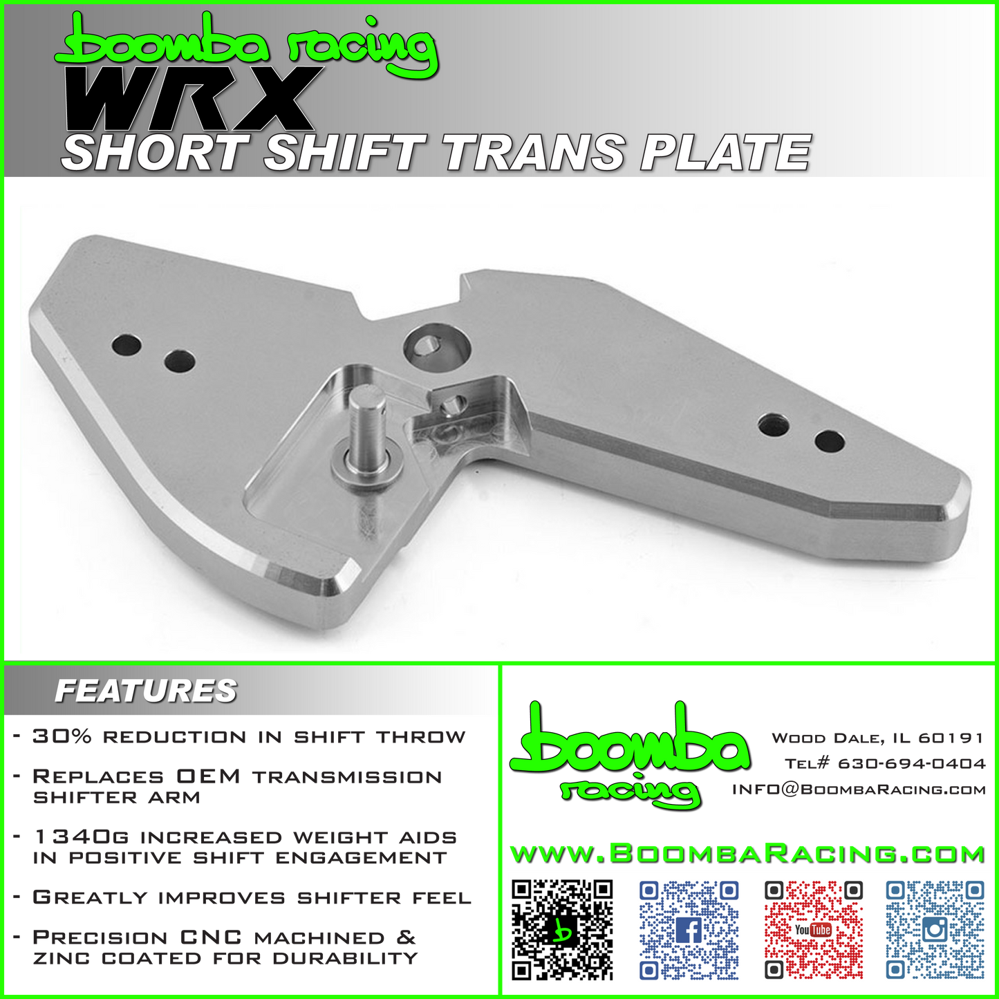 Boomba WRX15+ SHORT SHIFT TRANSMISSION ADAPTER PLATE