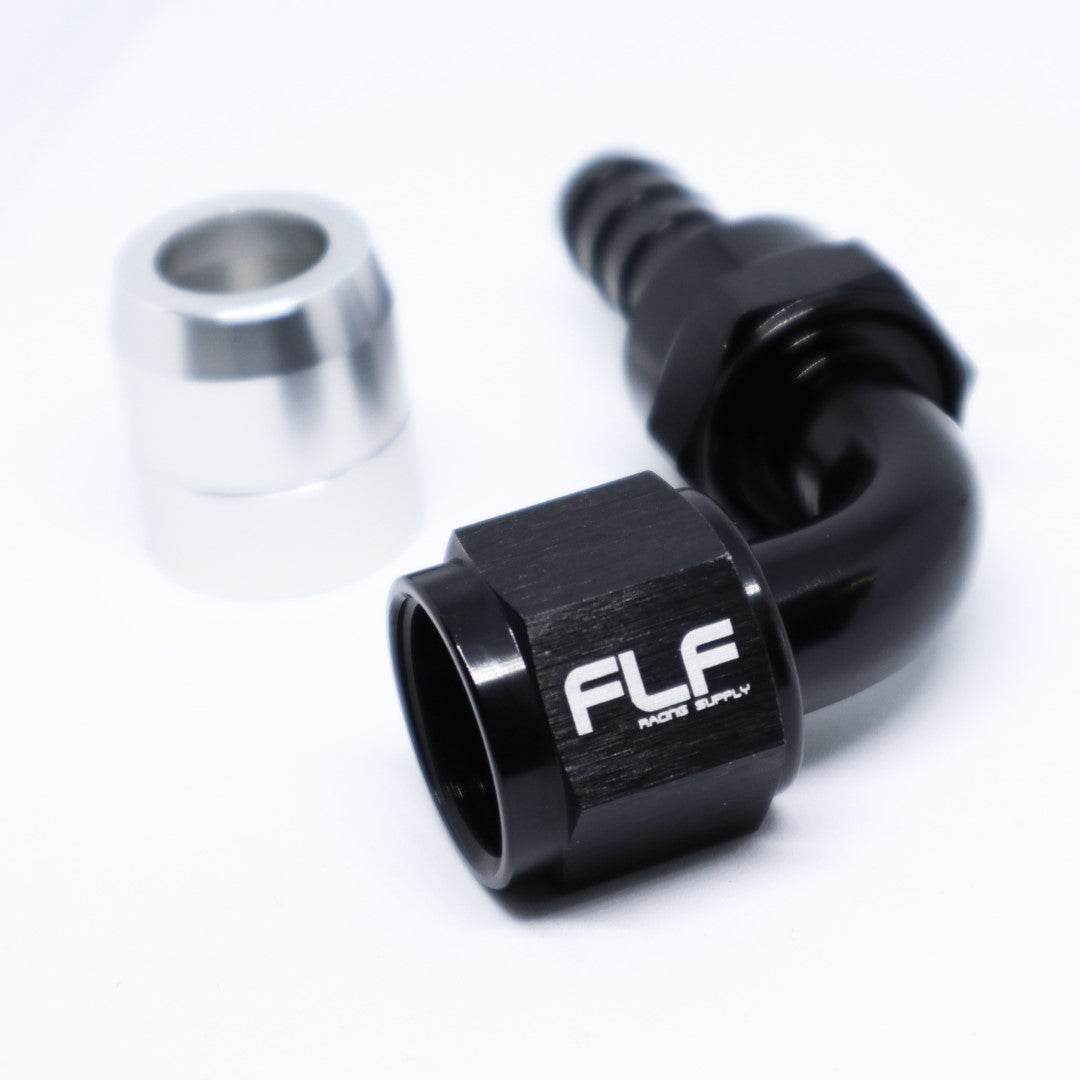 FLF Crimp-On Swivel Hose End - 90 Degree AN - 12 AN
