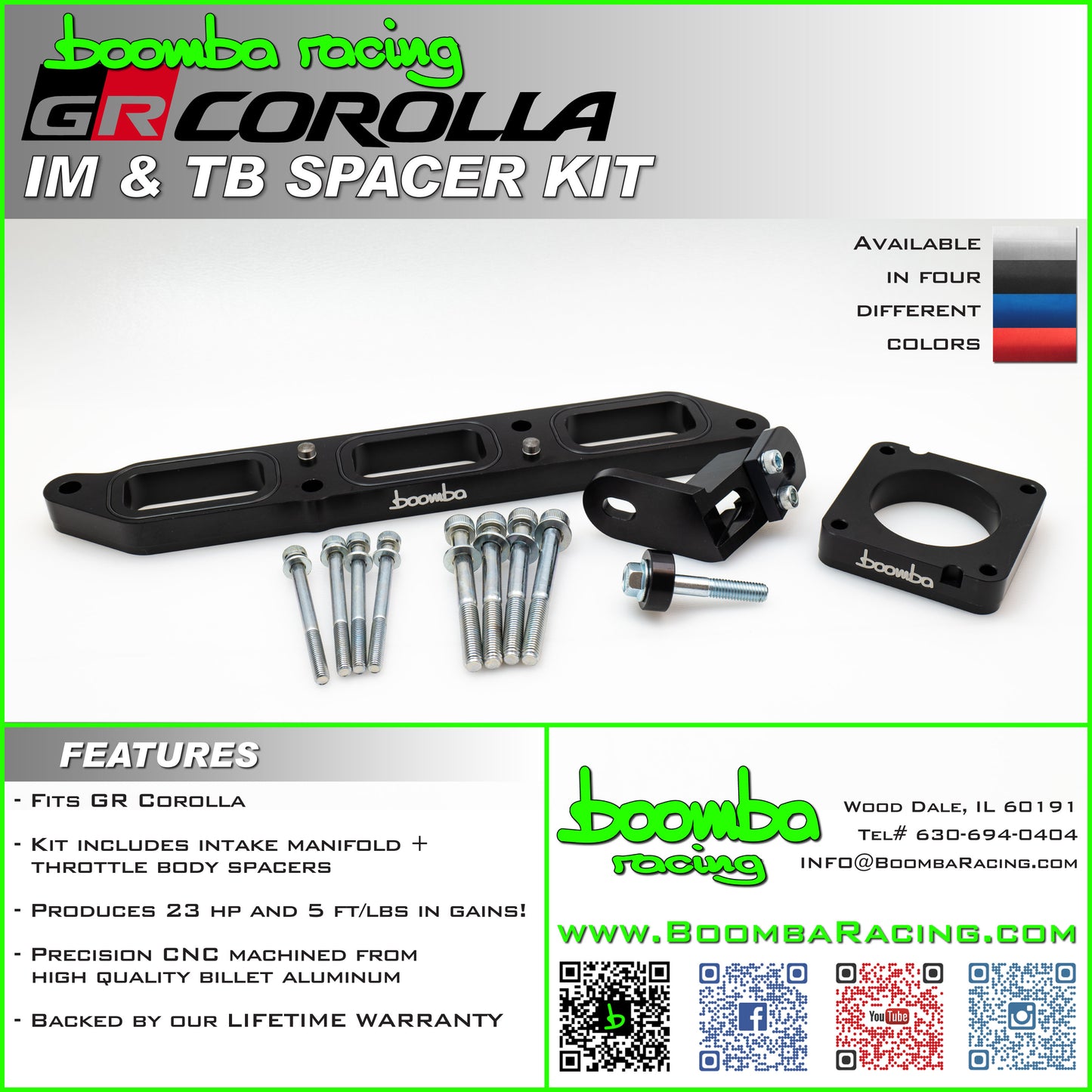 Boomba GR Corolla Intake and Throttle Body Spacer Kit