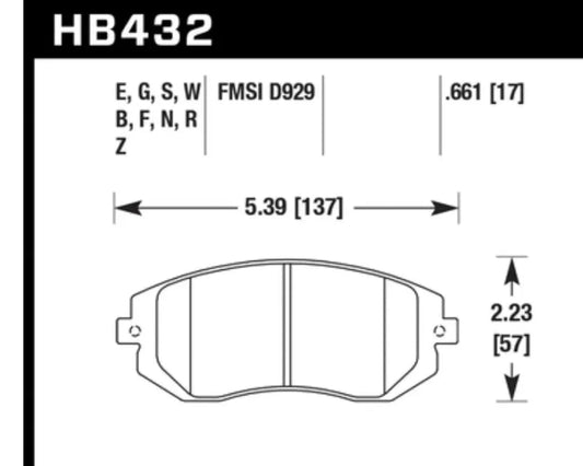 Hawk Performance HP Plus Subaru Front