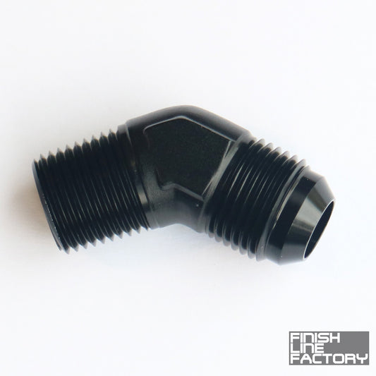 FLF AN to NPT Adapter - 45 Degree - 08 AN - 1/4" NPT