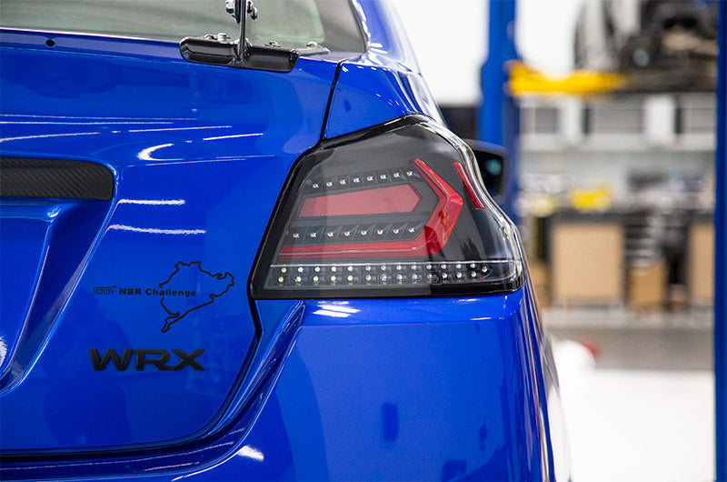 OLM Evolution Tail Lights (Clear Lens, Black Base, Red Bar) - 2015-2021 WRX / STI