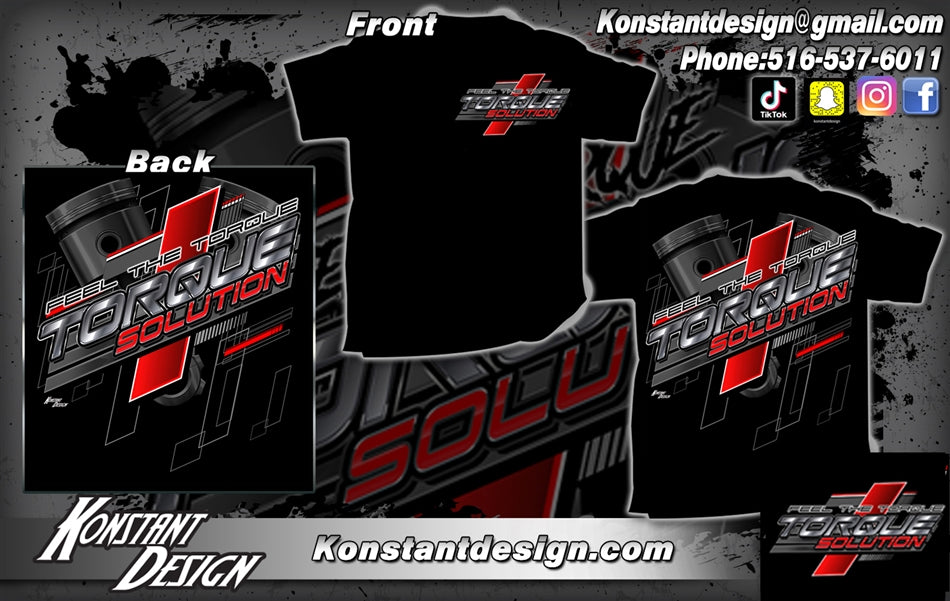 Torque Solution  Apparel: Unisex T-Shirt Logo Graphic w/ Piston Design - Medium