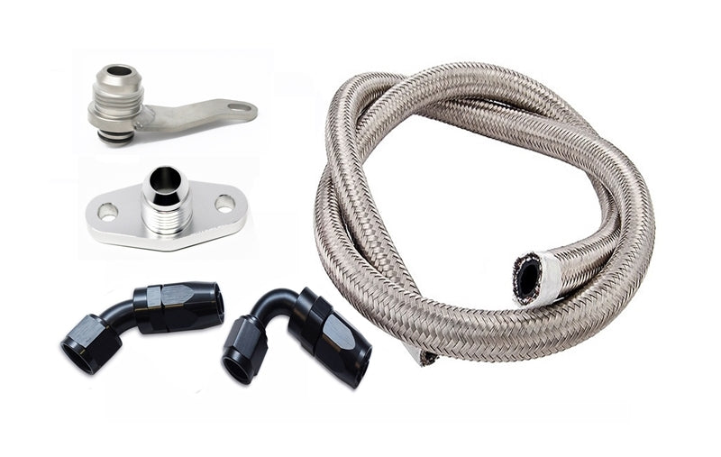 Torque Solution -10AN Turbo Oil Return Line Kit: Subaru EJ All Years w/ Garrett GT/GTX, BW EFR
