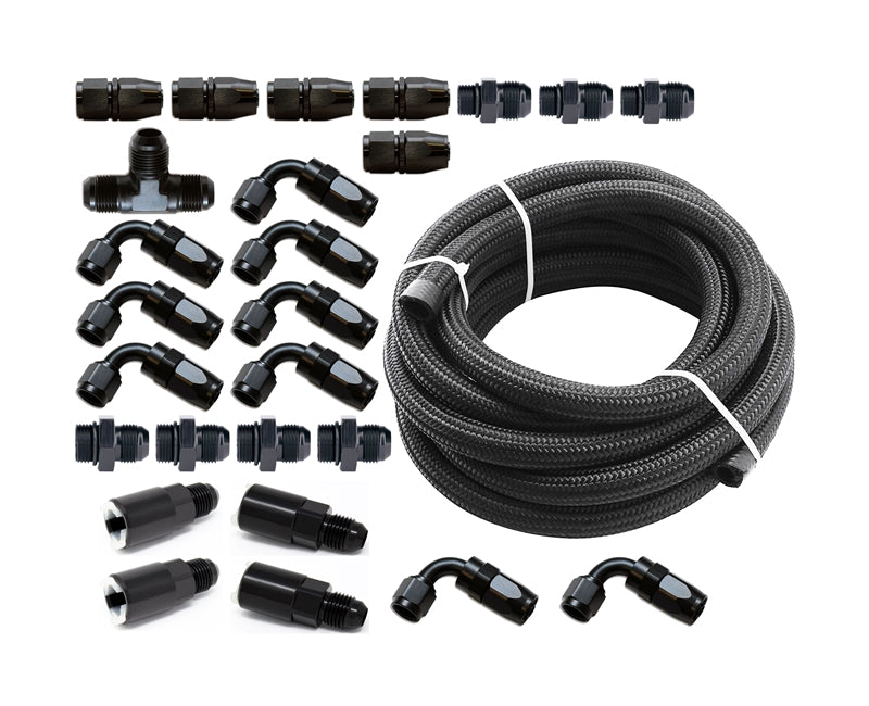 Torque Solution Braided Fuel Line Kit for -6 Aeromotive FPR and Flex Fuel Kit: Subaru WRX 02-14, STI 07-21, LGT 07-12, FXT 06-13