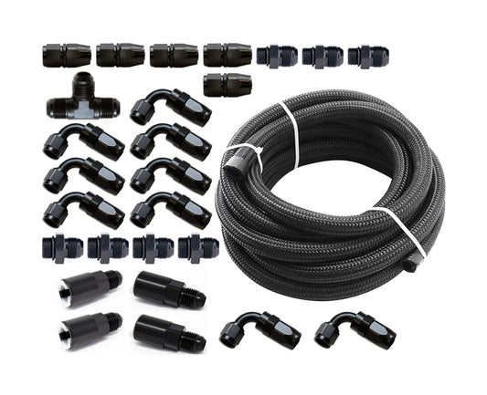 Torque Solution Braided Fuel Line Kit for -6 Aeromotive FPR and Flex Fuel Kit: Subaru WRX 02-14, STI 07-21, LGT 07-12, FXT 06-13