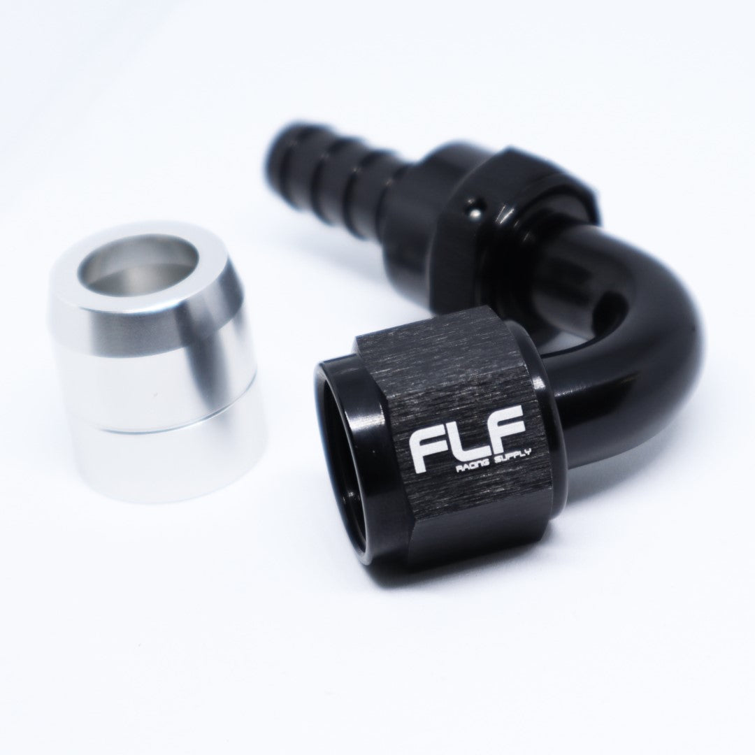 FLF Crimp-On Swivel Hose End - 120 Degree AN - 8 AN
