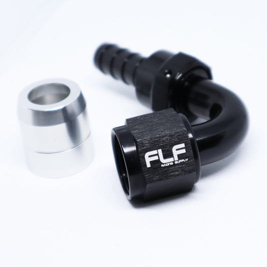 FLF Crimp-On Swivel Hose End - 120 Degree AN - 8 AN