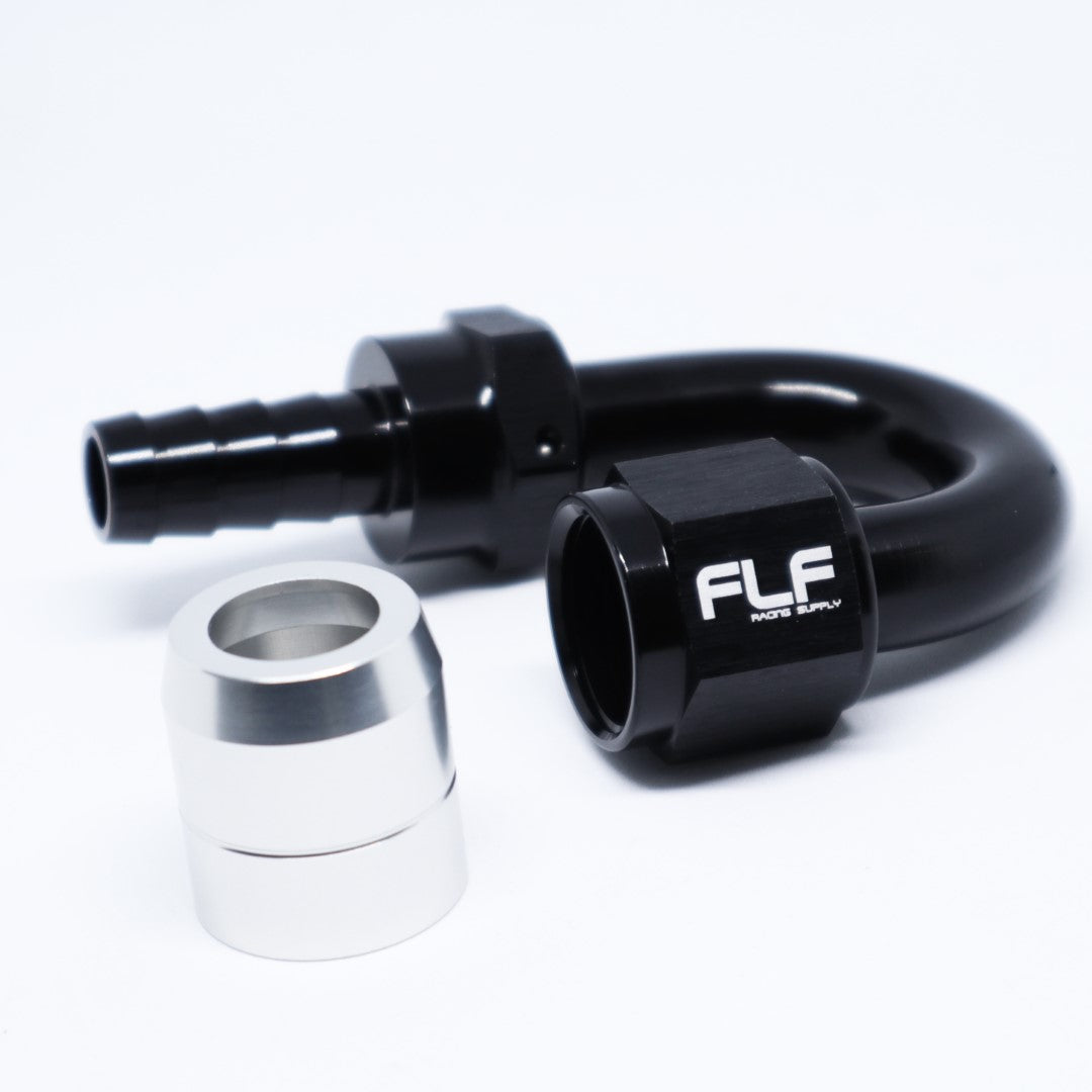 FLF Crimp-On Swivel Hose End - 150 Degree AN - 12 AN