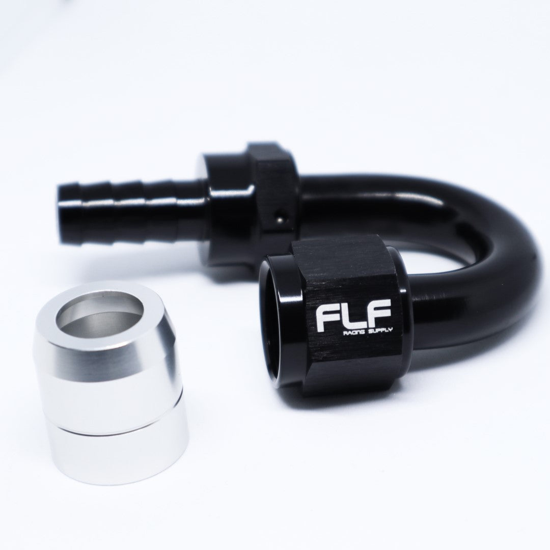 FLF Crimp-On Swivel Hose End - 180 Degree AN - 8 AN