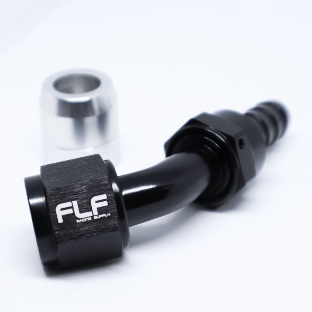 FLF Crimp-On Swivel Hose End - 45 Degree AN - 12 AN