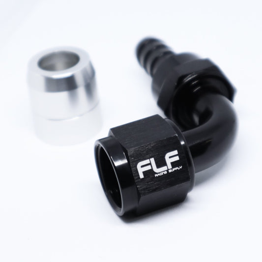 FLF Crimp-On Swivel Hose End - 90 Degree AN - 6 AN